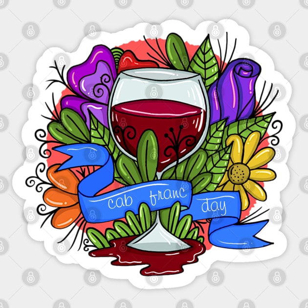 Retro Cabernet Franc Day, floral arsty wine Sticker by HolidayBug